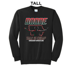 Boone Wrestling Tall Fleece Crewneck Sweatshirt-Black
