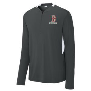 Boone Wrestling Sport-Tek Men Club 1/4-Zip Pullover-Iron/White