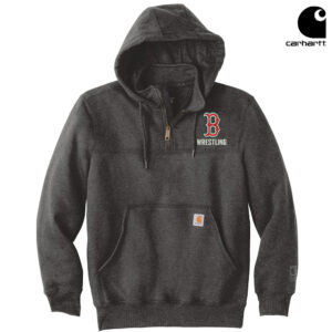 Boone Wrestling Carhartt Rain Defender men Paxton Heavyweight Hooded Zip Mock Sweatshirt-Carbon Heather