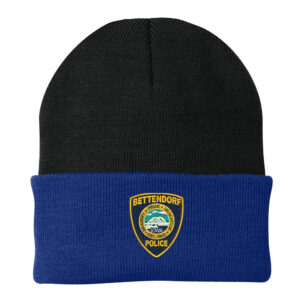 Bett Police Port and Company Knit Cap with cuff-Black/Royal