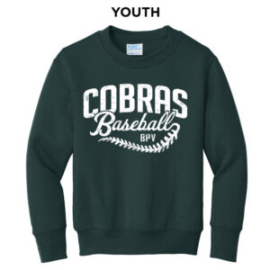 BPV Cobras Youth Fleece Crewneck Sweatshirt-Dark Green