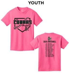 BPV Cobras Youth Cotton Short Sleeve Tee-Neon Pink