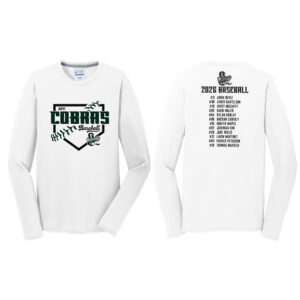BPV Cobras Men Long Sleeve Essential Blended Performance Tee-White