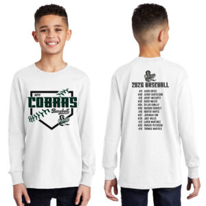 BPV Cobras Youth Cotton Long Sleeve Tee-White