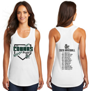 BPV Cobras District Made Ladies Perfect Tri Racerback Tank-White