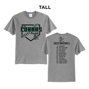 BPV Cobras Tall Short Sleeve Cotton Tee-Grey