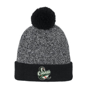 BPV Cobras Sport-Tek Halftime Heather Pom Beanie-Black/Silver