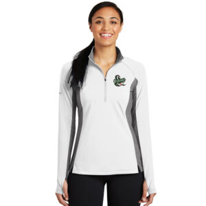 BPV Cobras Sport-Tek Sport LADIES wick stretch 1/4 zip pullover w/heather -White/Charcoal Heather