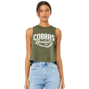 BPV Cobras Bella Canvas Women’s Racerback Cropped Tank-Heather olive