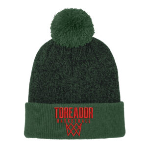 Boone Basketball Sport-Tek Halftime Heather Pom Beanie-Forest Green/Black