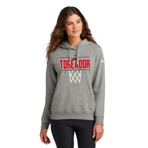 Boone Basketball Nike Women’s Club Fleece Sleeve Swoosh Pullover Hoodie-Dark Grey Heather