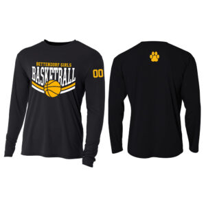Bett Youth Girls BB Men Adult Cooling Performance Long Sleeve Tee-Black
