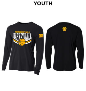 Bett Youth Girls BB Youth Long Sleeve Performance Tee-Black