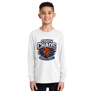 Cody Chaos BB Youth Cotton Long Sleeve Tee-White