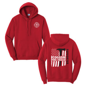Coggon Fire Unisex Fleece Hooded Sweatshirt-Red