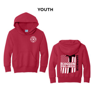 Coggon Fire Youth Fleece Hooded Sweatshirt-Red