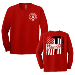 Coggon Fire Youth Cotton Long Sleeve Tee-Red