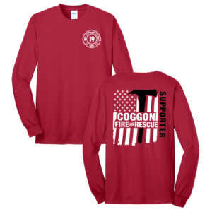 Coggon Fire Unisex Cotton Long Sleeve Tee-Red