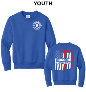 Coggon Fire Youth Fleece Crewneck Sweatshirt-Royal