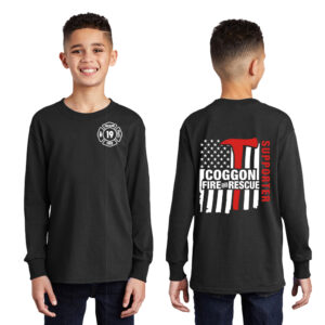 Coggon Fire Youth Cotton Long Sleeve Tee-Black