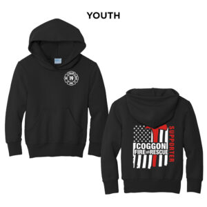 Coggon Fire Youth Fleece Hooded Sweatshirt-Black