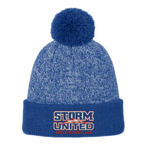 Camanche Girls Wrestling Sport-Tek Halftime Heather Pom Beanie-True Royal