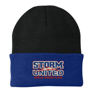 Camanche Girls Wrestling Port Company Knit Cap with cuff-Black/Royal