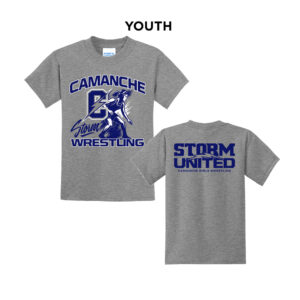 Camanche Girls Wrestling Youth Short Sleeve Tee-Athletic Heather