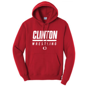 Clinton MS Wrestling Unisex Fleece Hooded Sweatshirt-Red