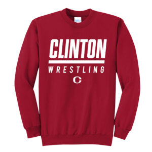 Clinton MS Wrestling Unisex Fleece Crewneck Sweatshirt-Red