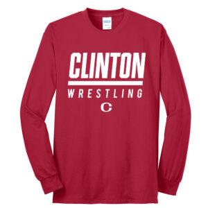 Clinton MS Wrestling Unisex Cotton Long Sleeve Tee-Red