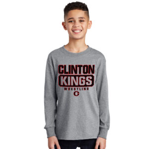 Clinton MS Wrestling Youth Cotton Long Sleeve Tee- Athletic Heather