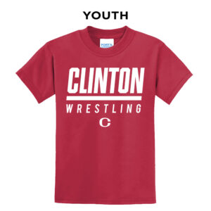 Clinton MS Wrestling Youth Short Sleeve Tee-Red