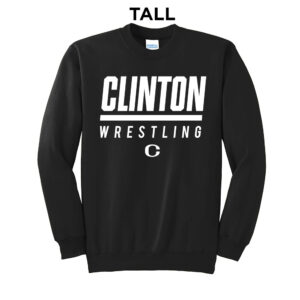Clinton MS Wrestling Tall Fleece Crewneck Sweatshirt-Black