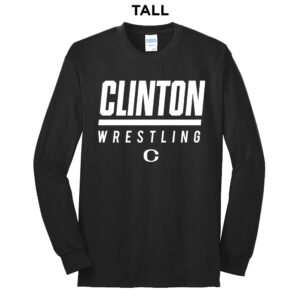 Clinton MS Wrestling Tall Cotton Long Sleeve Tee-Black