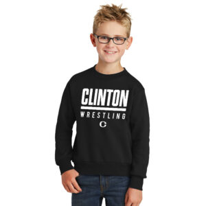 Clinton MS Wrestling Youth Crewneck Sweatshirt-Black