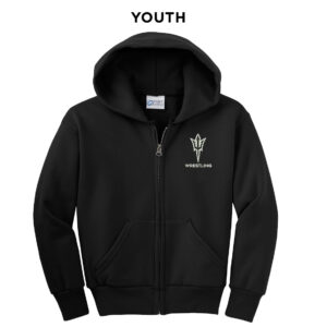 Clinton MS Wrestling Youth Company Classic Full-Zip Hooded Sweatshirt-Black