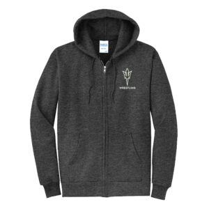Clinton MS Wrestling Adult Company Classic Full-Zip Hooded Sweatshirt-Dark Heather Grey