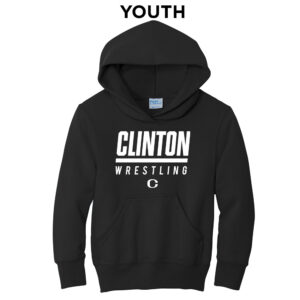 Clinton MS Wrestling Youth Hooded Sweatshirt-Black