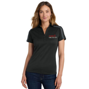 Clinton Orchestra Ladies Silk Touch Performance Colorblock Stripe Polo-Black/Grey