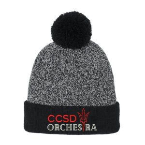 Clinton Orchestra Sport-Tek Halftime Heather Pom Beanie-Black/Silver