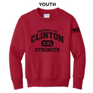 Clinton Strength Youth Fleece Crewneck Sweatshirt-Red