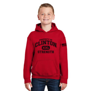 Clinton Strength Youth Fleece Hooded Sweatshirt-Red
