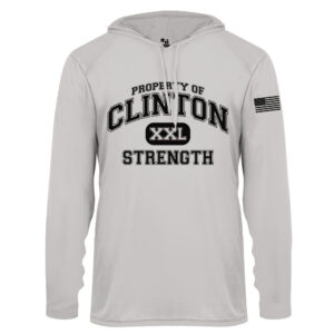 Clinton Strength Badger B-Core Long Sleeve Hood Tee- Silver