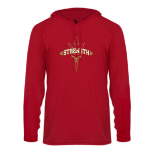 Clinton Strength Badger B-Core Long Sleeve Hood Tee-Red