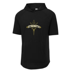 Clinton Strength Men Sport-Tek Posicharge Tri-Blend Wicking Short Sleeve Hoodie-Black