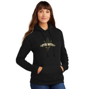 Clinton Strength Ladies Core Fleece Pullover Hooded Sweatshirt-Black