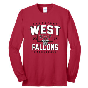 DW Girls Basketball Unisex Cotton Long Sleeve Tee-Red