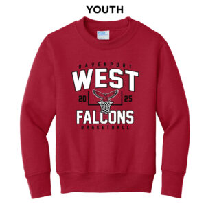 DW Girls Basketball Youth Fleece Crewneck Sweatshirt-Red
