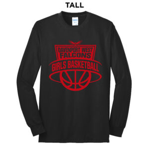 DW Girls Basketball Tall Cotton Long Sleeve Tee-black